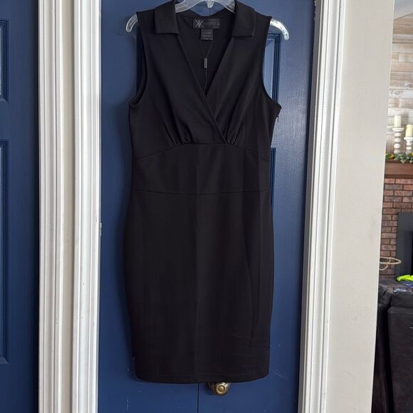 Kardashian Kollection Collared Black Pencil Dress SIZE L NWOT - Picture 2 of 5